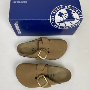 Birkenstock Boston Big Buckle Clogs, Size 37, Color Mud Green (look tan)